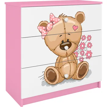 Komoda Komoda Babydreams 80 cm méďa s kytičkami růžová
