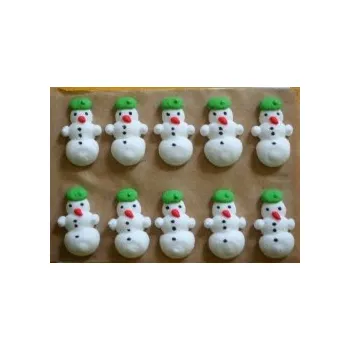 Jedlá dekorace na dort Cukrová ozdoba - Sněhuláci / 10 ks