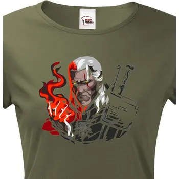 Dámské tričko Dámské tričko s motivem Zaklínač, Barva Military - 69, Velikost XS, Canvas Dámské tričko s krátkým rukávem Bezvatriko.cz 0856