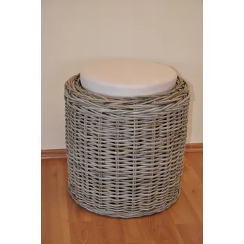 Stolička Axin Trading s.r.o. Ratanová taburetka Round ratan kubu polstr béžový