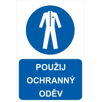 Použij ochranný oděv ISO 7010 samolepící vinylová fólie A4 (297 x 210 mm)
