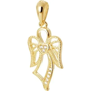 Přívěsek Stříbrný pozlacený přívěšek andílek se zirkony STRZ0886F