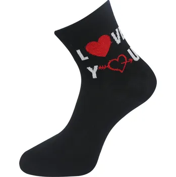 Dámské ponožky Dámské ponožky s nápisem LOVE YOU NZP9096 a lesklou nití- černé barvy 9001489-1 Velikost ponožek: 35-38