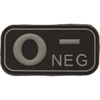 Nášivka FOSCO Označení krevní skupiny 0 - negative 3D PVC černá