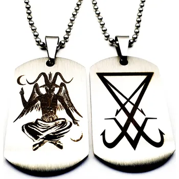 Vojenské psí známky HeLLTag - náhrdelník - Sabbatic Baphomet - DT Silver