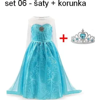 Karnevalový kostým Frozen (Ledové království) Dětský kostým s broží - Frozen, Královna Elsa Varianta: set 06 - šaty + korunka, Velikost: 100/3T