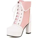 Dvoubarevné šněrovací boty na podpatku GoodDayGirl Barva: Bílá, Velikost: 39