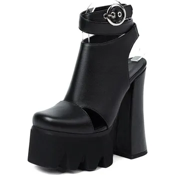 Dámské kozačky Kotníkové boty s otevřenou patou a průstřihy GoodDayGirl Fashion Barva: Černá, Velikost: 38