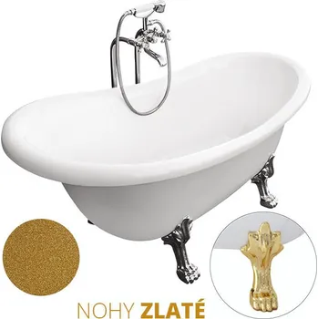Vana Besco Akrylátová volně stojící vana Otylia Glam Z 160x77 (170x77) bez přepadu Rozměry (cm): 170x77, Typ a barva výpustě: bez odpadového sifonu, Barva podpěrných nožek: Zlatá