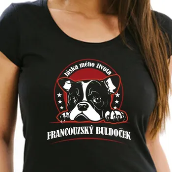 Oblečení a móda STRIKER Dámské tričko francouzský buldoček Barva: Černá, Velikost: XL