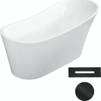 Vana Besco Akrylátová volně stojící vana Calima 170x74 Barva: Bílá, Rozměry (cm): 170x74, Typ a barva výpustě: Click-Clack s přepadem, černá