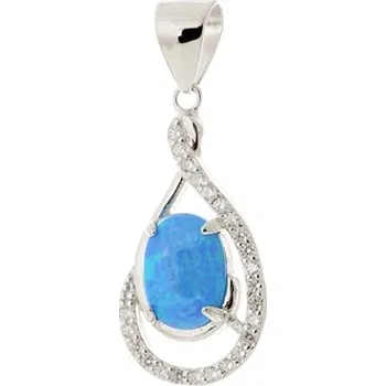 Přívěsek Stříbrný přívěšek s modrým opálem a zirkony STRZ0897F