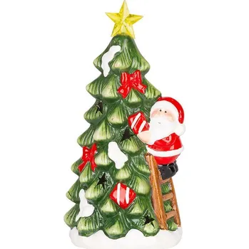 Vánoční dekorace Dekorácia MagicHome Vianoce, Stromček so santom, LED, terakota, 11x8,7x21,8 cm