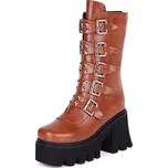 Masivní polokozačky s ozdobnými pásky GoodDayGirl Fashion Barva: Žlutá, Velikost: 37