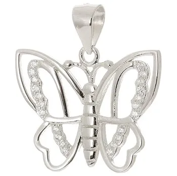 Přívěsek Stříbrný přívěšek motýl s čirými zirkony STRZ0905F