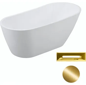 Vana Besco Akrylátová volně stojící vana Melody 150x80 (170x80) Barva: Bílá, Rozměry (cm): 170x80, Typ a barva výpustě: Click-Clack s přepadem, zlatá