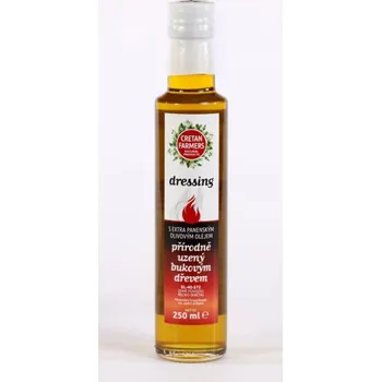 Rostlinný olej CRETAN FARMERS Dressing s extra panenským olivovým olejem Uzený bukovým dřevem 250 ml