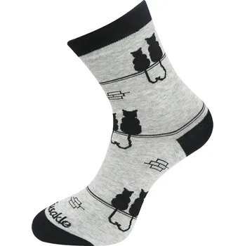 Dámské ponožky Dámské ponožky s potiskem koček NZP8757, šedo-černé barvy 9001488-4 Velikost ponožek: 35-38