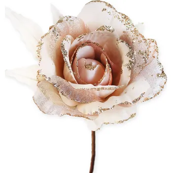 Vánoční dekorace Růže vánoční textil 19cm krémová (786774)