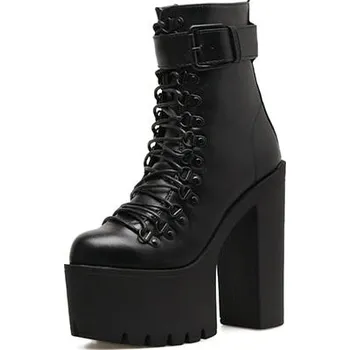 Dámské kozačky Kotníkové boty s originálním šněrováním GoodDayGirl Fashion Barva: Černá, Velikost: 38