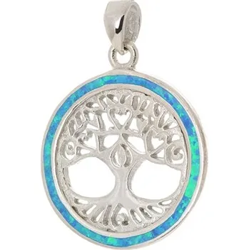 Přívěsek Stříbrný přívěšek strom života modrým s opálem STRZ0898F