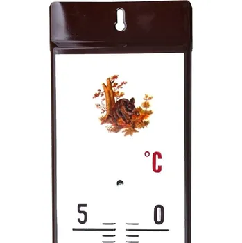 Domácí teploměr Venkovní teploměr smaltovaný, Hnědobílý 500x95 mm, Divoký kanec