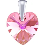 Stříbrný přívěsek SRDCE 14mm se Swarovski Elements - Light Rose LSW093P