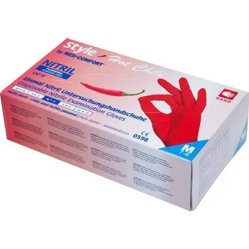 Vyšetřovací rukavice Vyšetřovací rukavice Style nitril, nepudrované, Hot Chili (červené), vel. XS, 100 ks