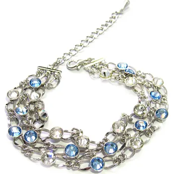 Náramek Náramek 3 řetízky Swarovski Crystal L.Sapphire Rhodium