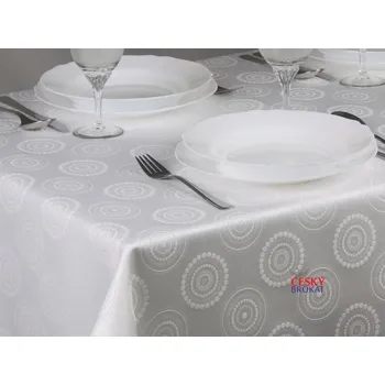 ubrus HEDVA ČESKÝ BROKÁT Ubrus Odaska 77x77 terče bílá