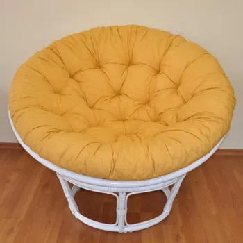 Papasan Nábytek PEGAS Ratanový papasan 100 cm bílý, polstr žlutý melír