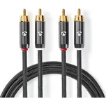 Stereo Audio Kabel | 2x RCA Zástrčka | 2x RCA Zástrčka | Pozlacené | 3.00 m | Kulatý | Šedá / Šedá Gun Metal | Box s Okénkem