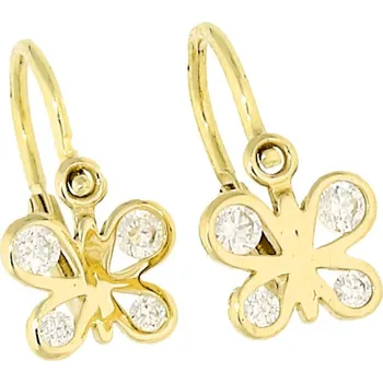 Náušnice Goldstore Zlaté dětské náušnice bílý motýlek Váha: 1.03 g