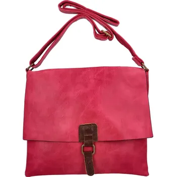 Stylová dámská koženková crossbody taška s klopou Sandra, růžová