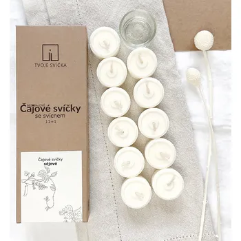 Svíčka Tvoje Svíčka Čajové svíčky sójové 11 ks + svícen