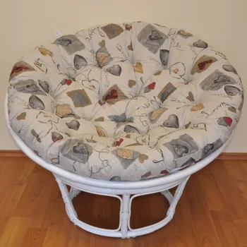 Papasan Nábytek PEGAS Ratanový papasan 100 cm bílý, polstr motiv srdce LOVE