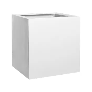Květináč Moderní květináč Fiberstone Block M Glossy White 40x40x40cm