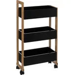 5five Simply Smart Koupelnový regál na kolečkách BAMBOO, černý, 3patrový