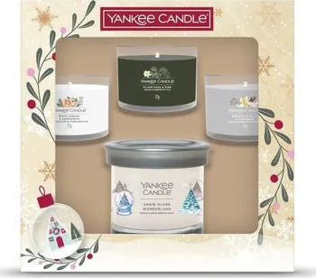 Svíčka Yankee Candle Snow Globe Wonderland dárková sada tumbler malý + votivní svíčka ve skle 3x 37 g