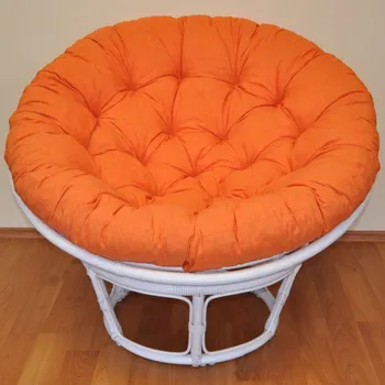 Papasan Nábytek PEGAS Ratanový papasan 100 cm bílý, polstr oranžový melír