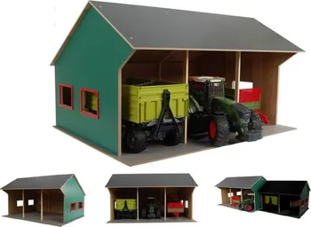 Dřevěná hračka Kids Globe Farming garáž pro 3 traktory