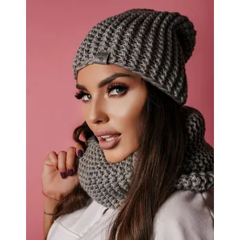 Čepice Fashionweek Dámský zimní set čepice + šála komin NB1027 Barva: šedý, Velikost: Universal