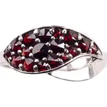 stříbrný prsten s českým granátem - vlnka (6270944) Velikost: 52, povrchová úprava: rhodiované