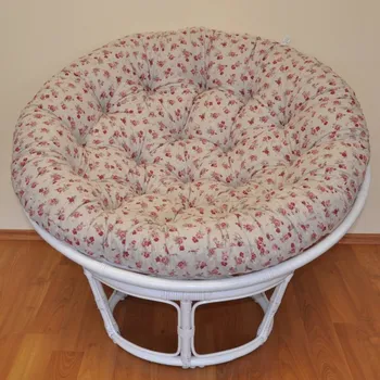 Papasan Nábytek PEGAS Ratanový papasan 100 cm bílý, polstr motiv růže