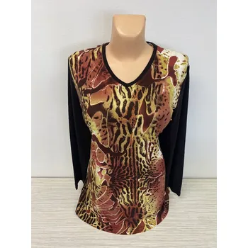 dámské halenky, Barva Hnědá, Velikost XXL50, Materiál 96% Viskoza 4% Lycra