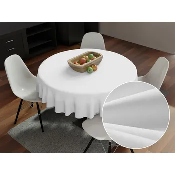 ubrus Velký bavlněný kulatý ubrus MONI MO-039 Bílý Ø 150 cm