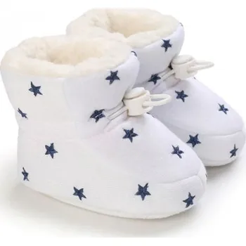 Dětská sálová obuv Krásné capáčky s kožíškem - huculky Barevná varianta: bílé s hvězdami, Velikost: 7-12 m