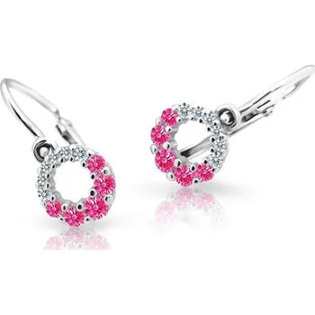 Náušnice ŠPERKY-NM, Dětské náušnice růžový kamínek bílé zlato 1760 Barva kamene: růžová světlá, Barva zlata: žlutá