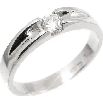 Prsten ŠPERKY-NM, Zásnubní prsten bílé zlato 1077 Barva zlata: žlutá, Velikost prstenu: 55