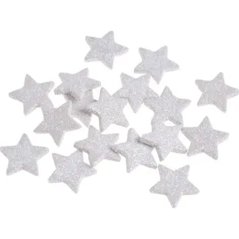 Vánoční ozdoba Hvězdička malá 30 mm plochá - bílá glitter - 1ks